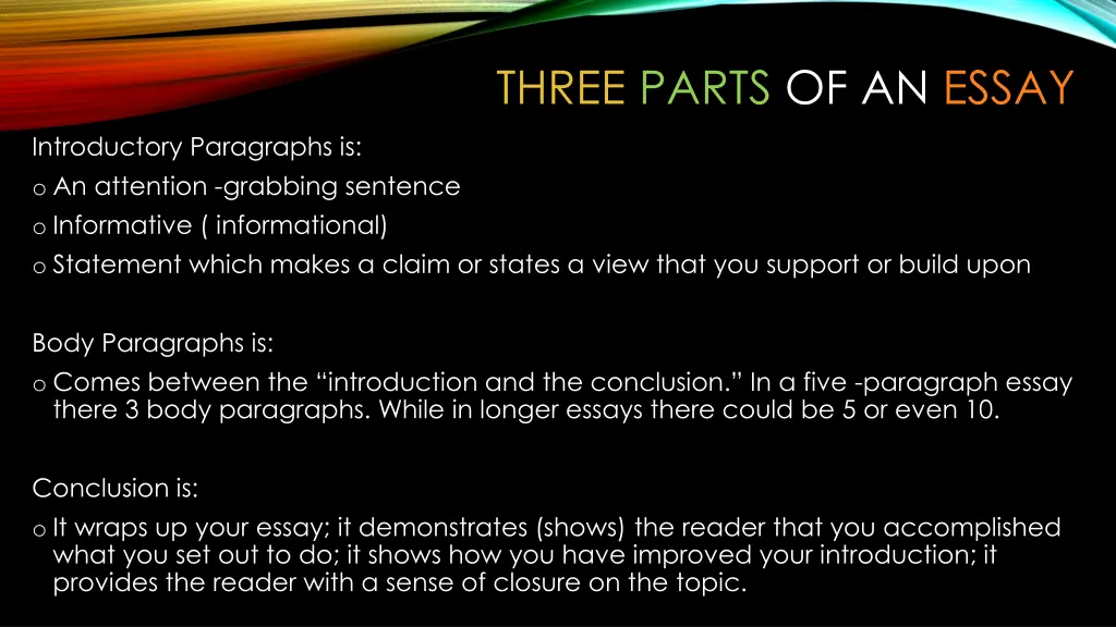 three parts of an essay