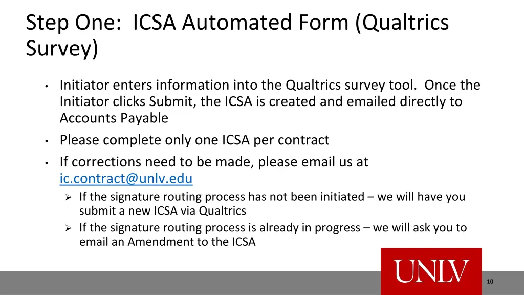 step one icsa automated form qualtrics survey