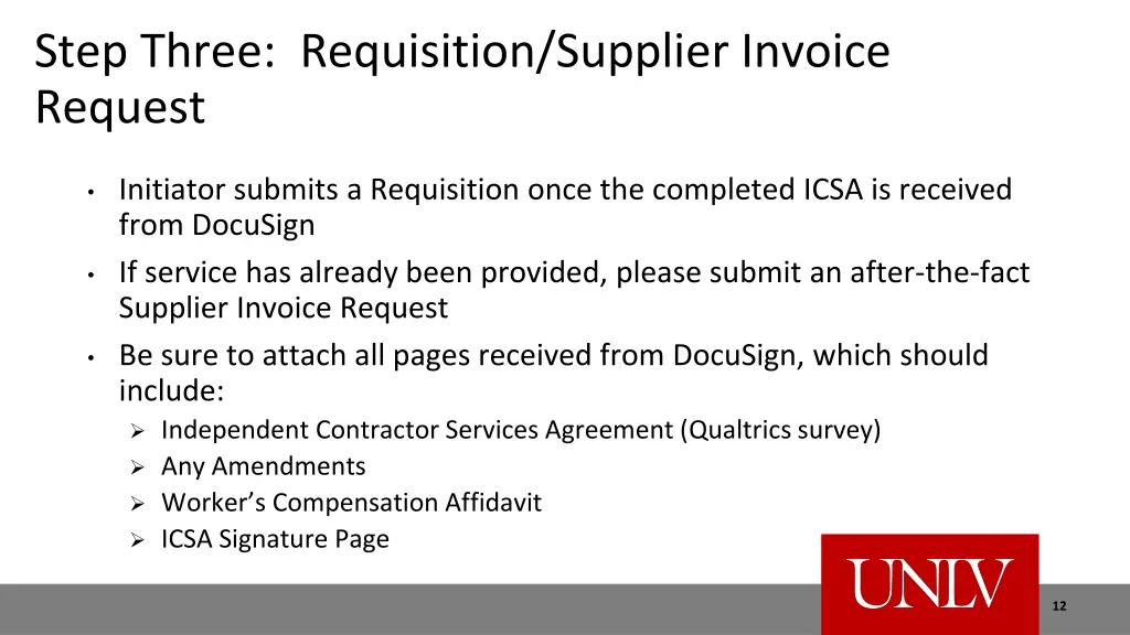 step three requisition supplier invoice request