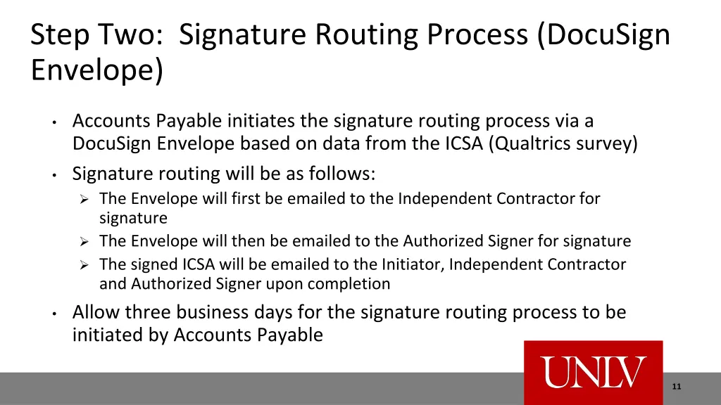 step two signature routing process docusign