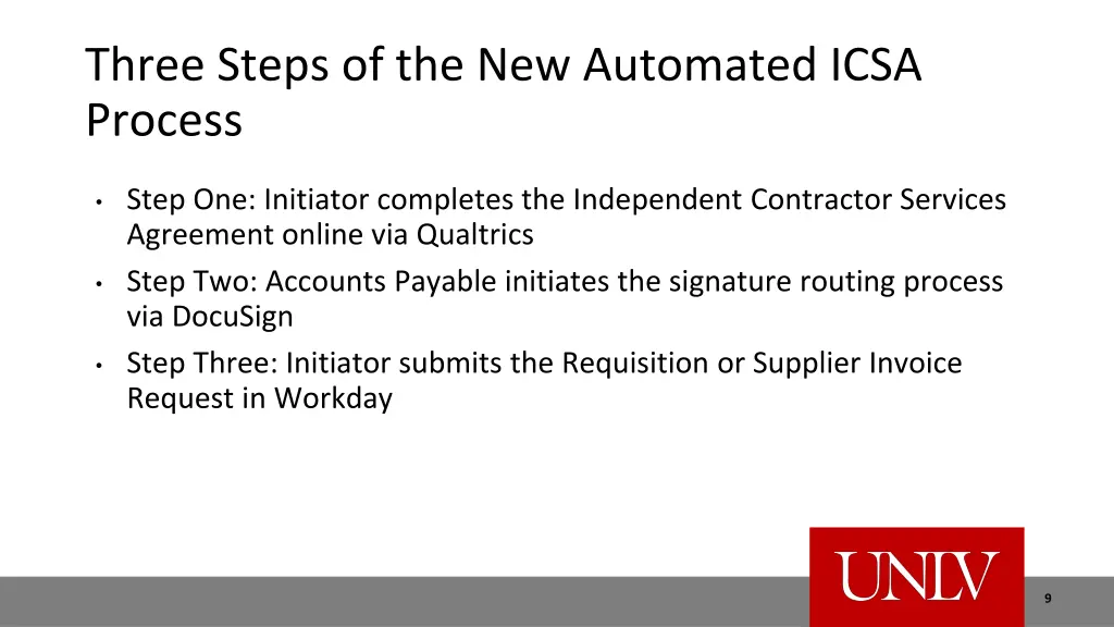 three steps of the new automated icsa process