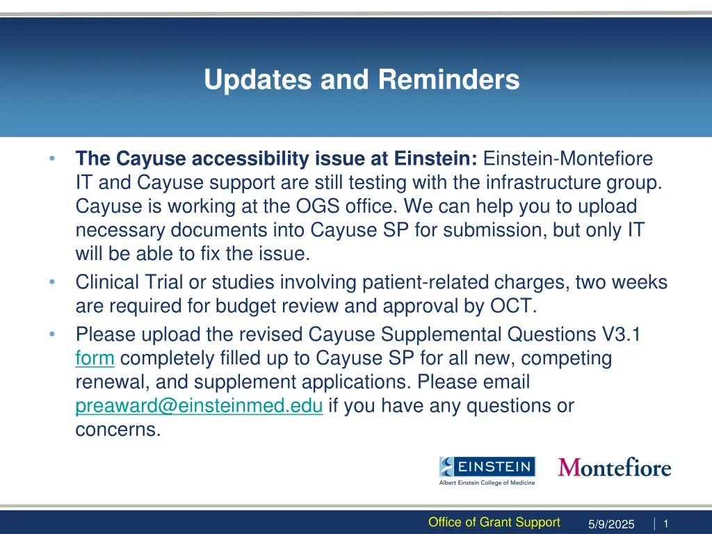 updates and reminders