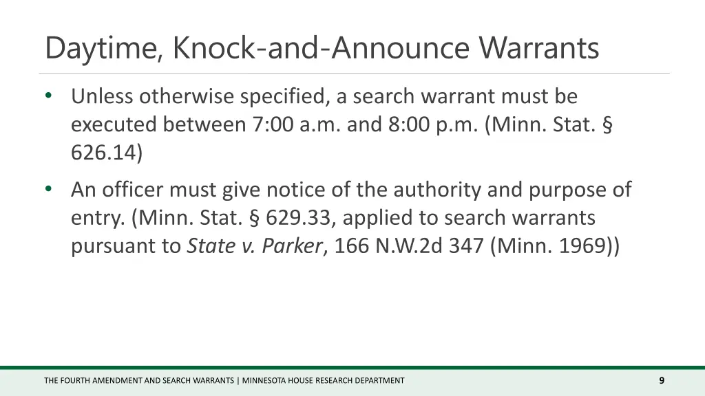 daytime knock and announce warrants