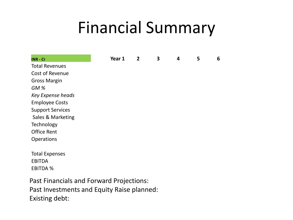 financial summary