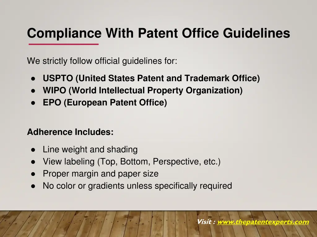 compliance with patent office guidelines