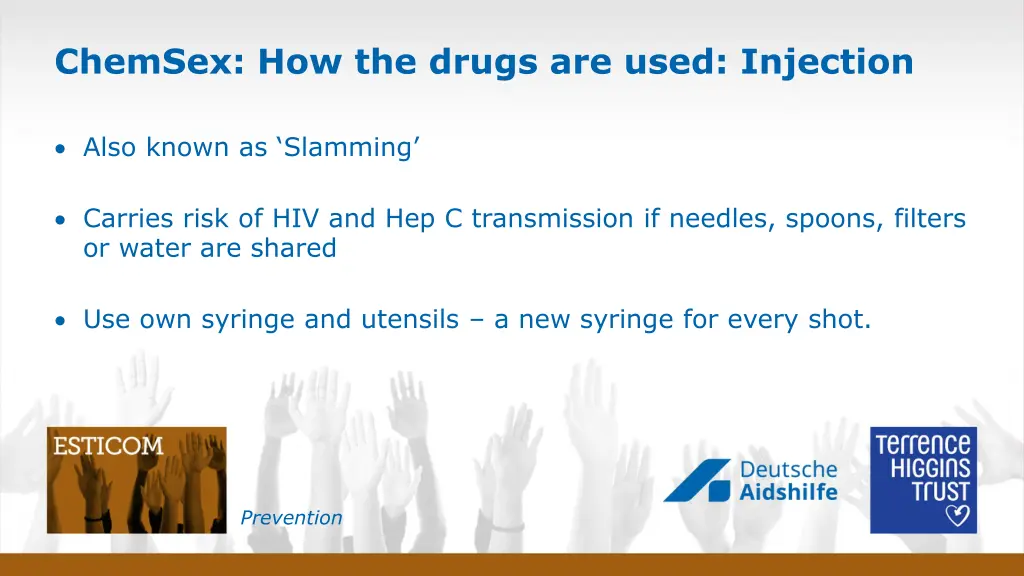 chemsex how the drugs are used injection