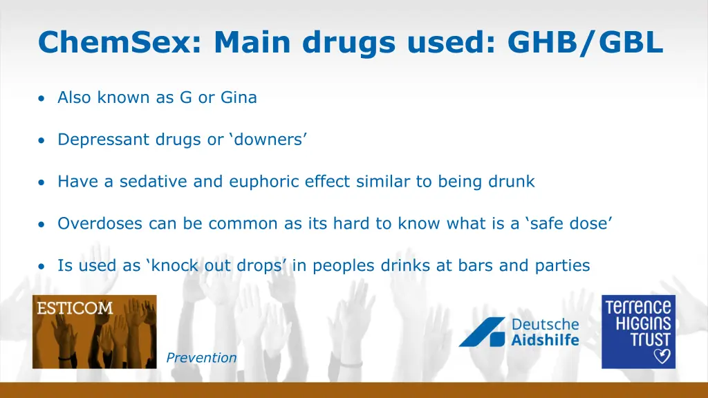 chemsex main drugs used ghb gbl