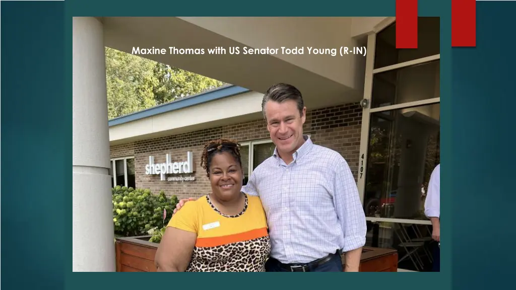 maxine thomas with us senator todd young r in