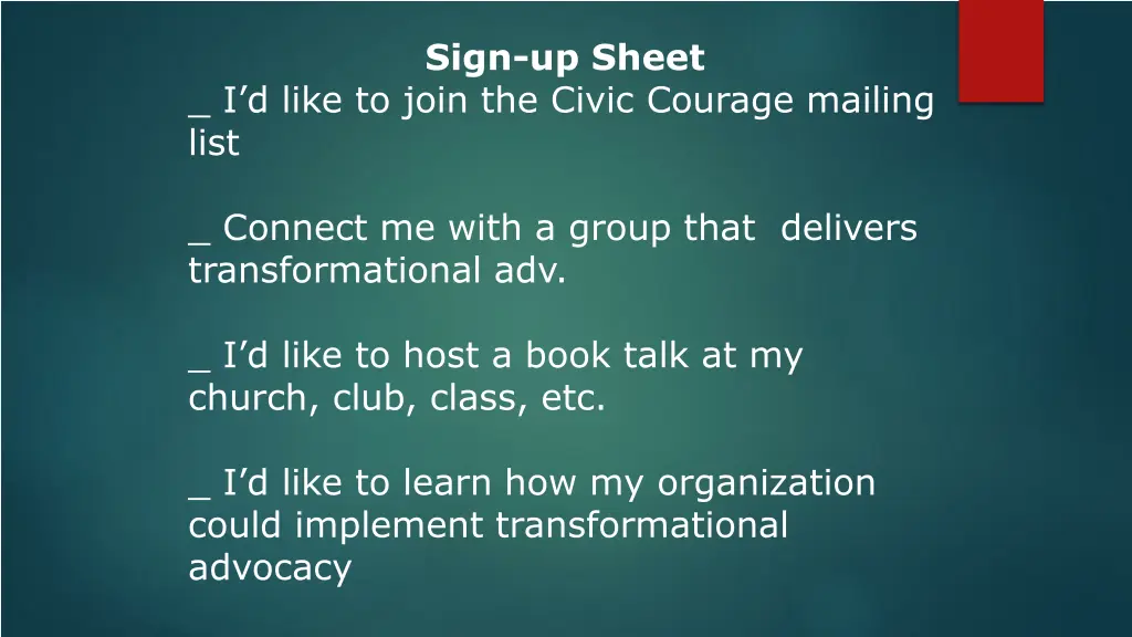 sign up sheet