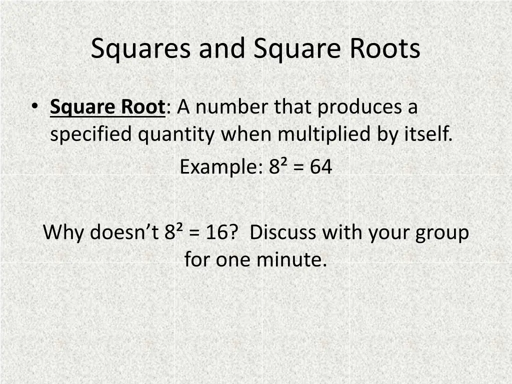 squares and square roots