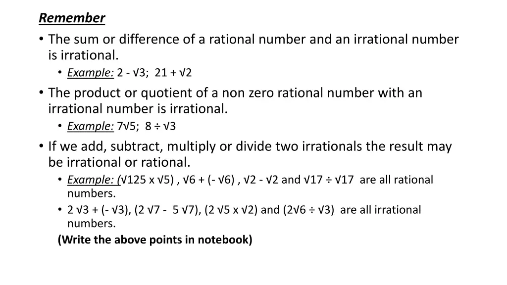 remember the sum or difference of a rational