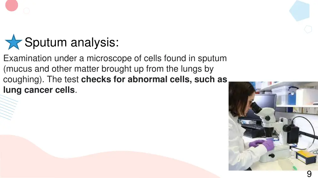 sputum analysis examination under a microscope