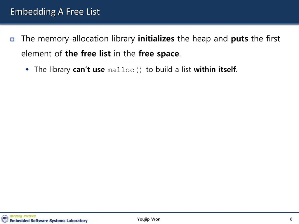 embedding a free list