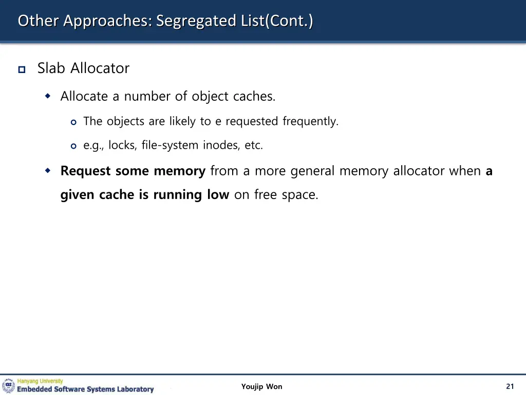 other approaches segregated list cont