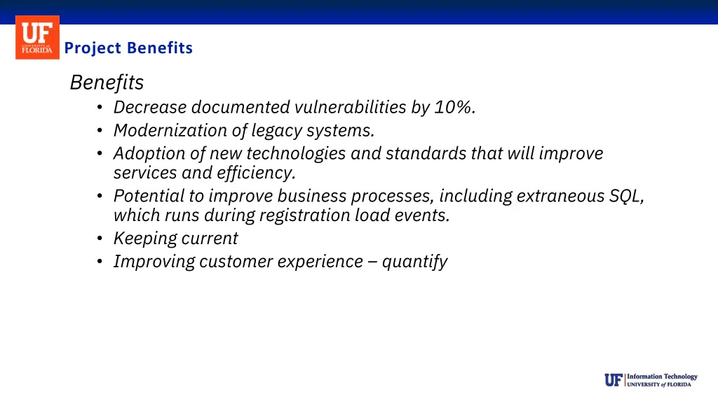 project benefits benefits decrease documented