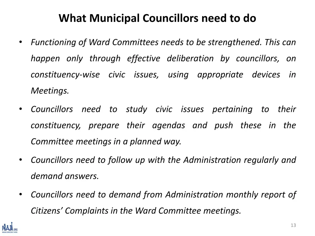 what municipal councillors need to do