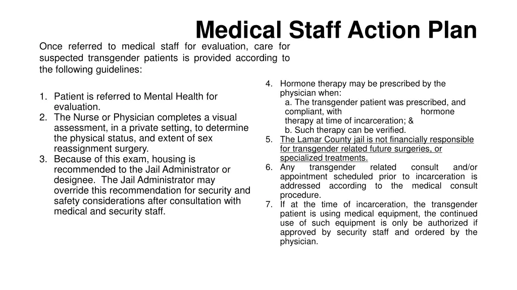 medical staff action plan