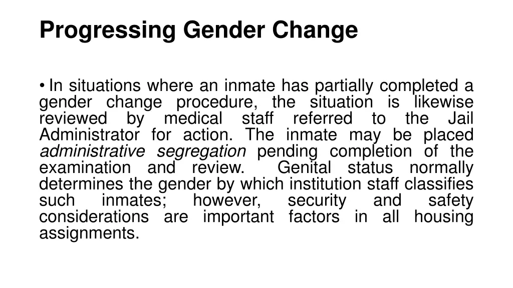 progressing gender change
