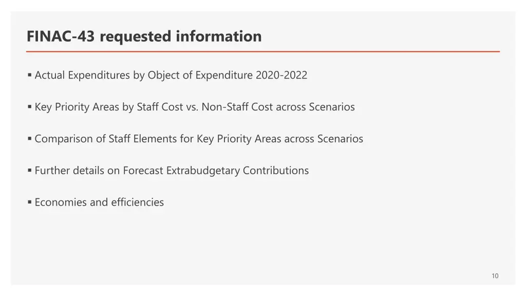 finac 43 requested information