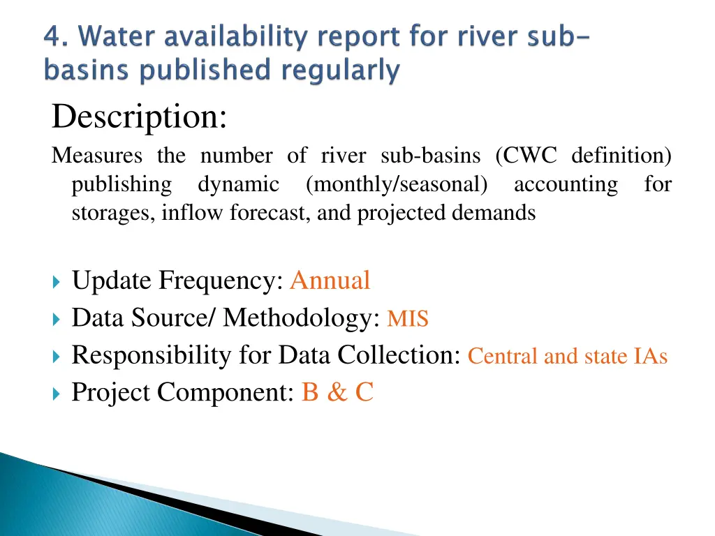 description measures the number of river