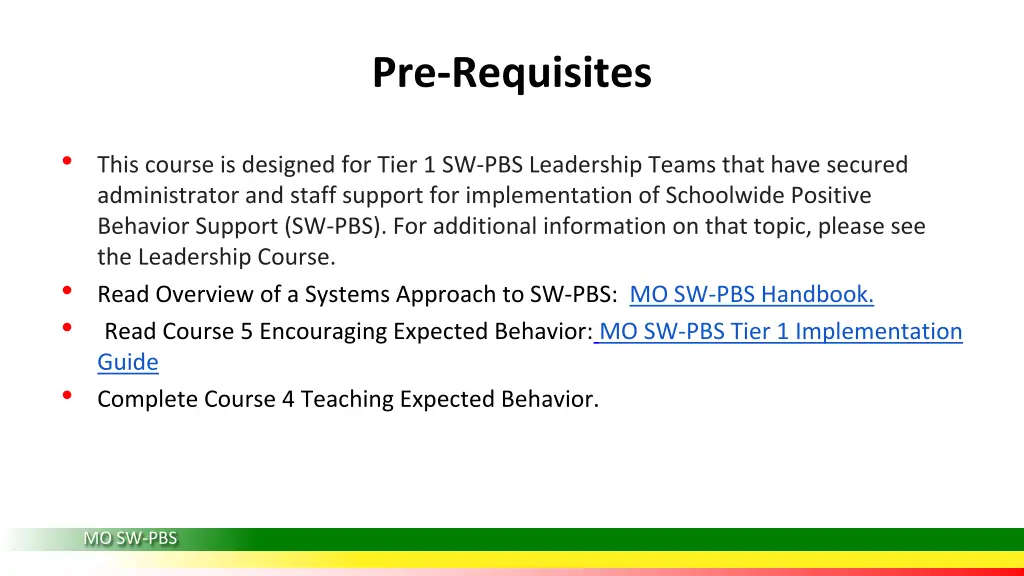 pre requisites