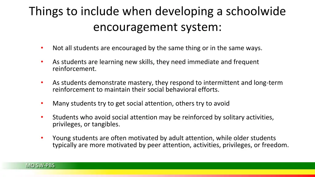 things to include when developing a schoolwide