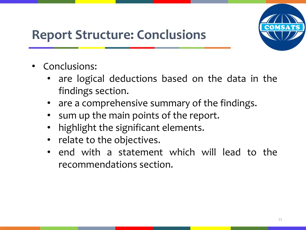 report structure conclusions