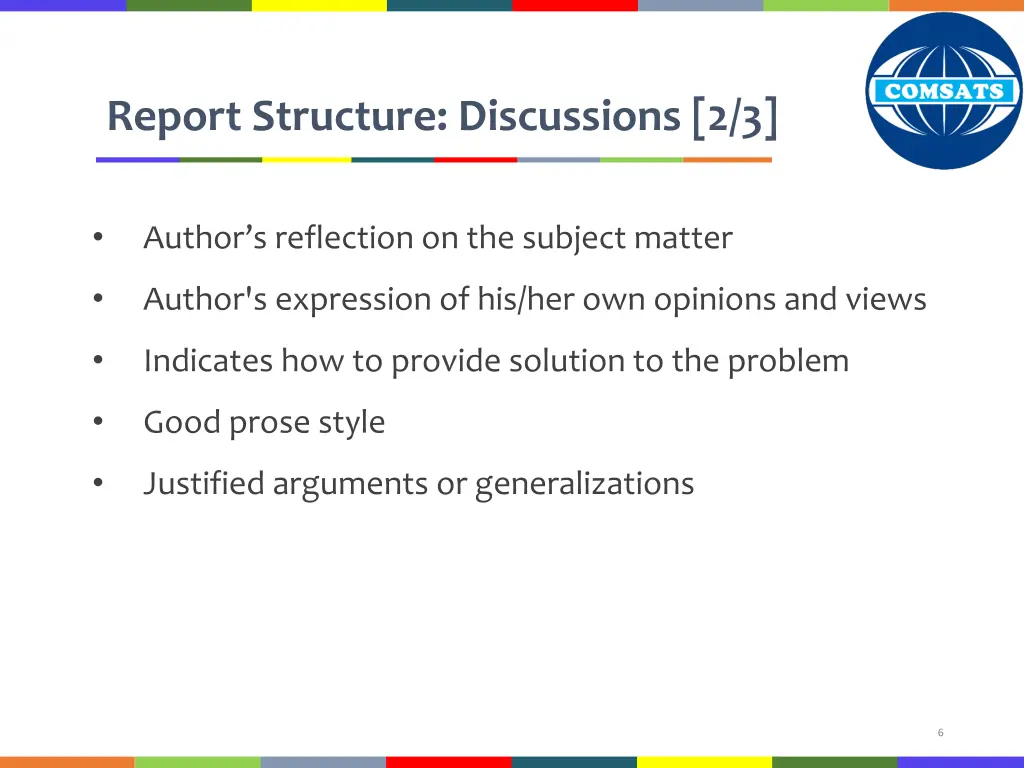 report structure discussions 2 3
