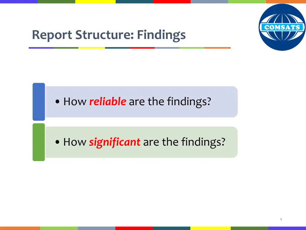report structure findings