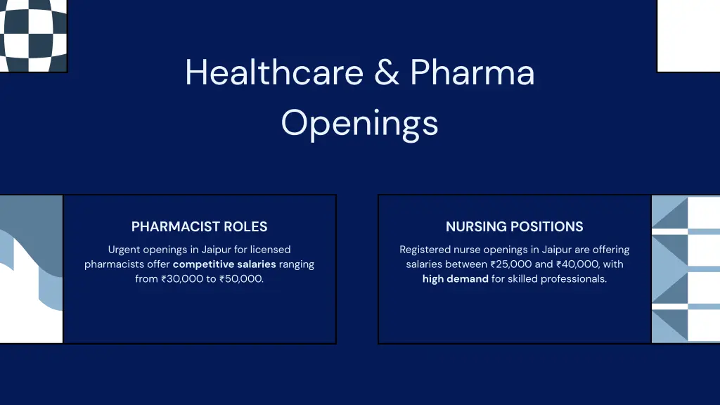 healthcare pharma openings