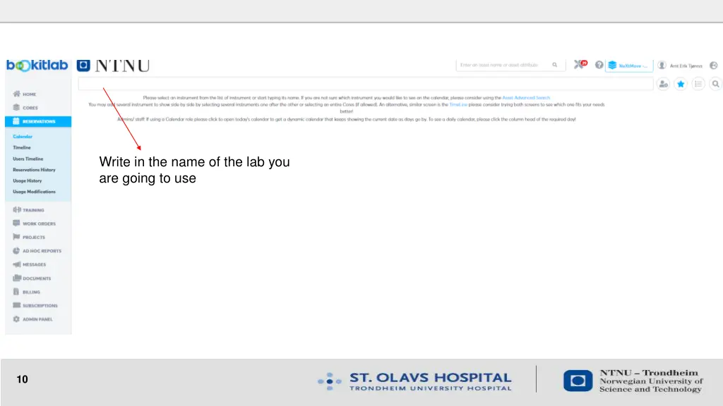 write in the name of the lab you are going to use
