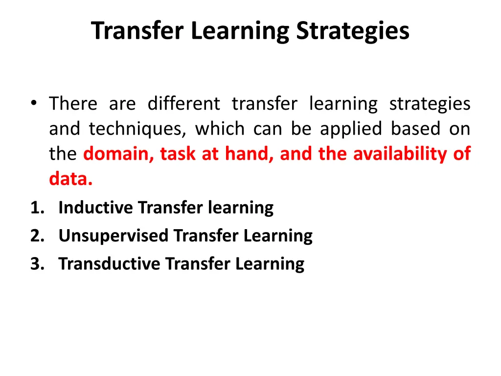 transfer learning strategies