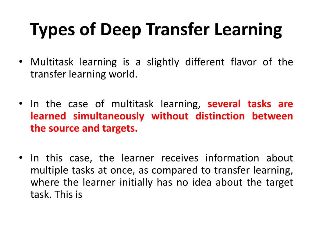 types of deep transfer learning