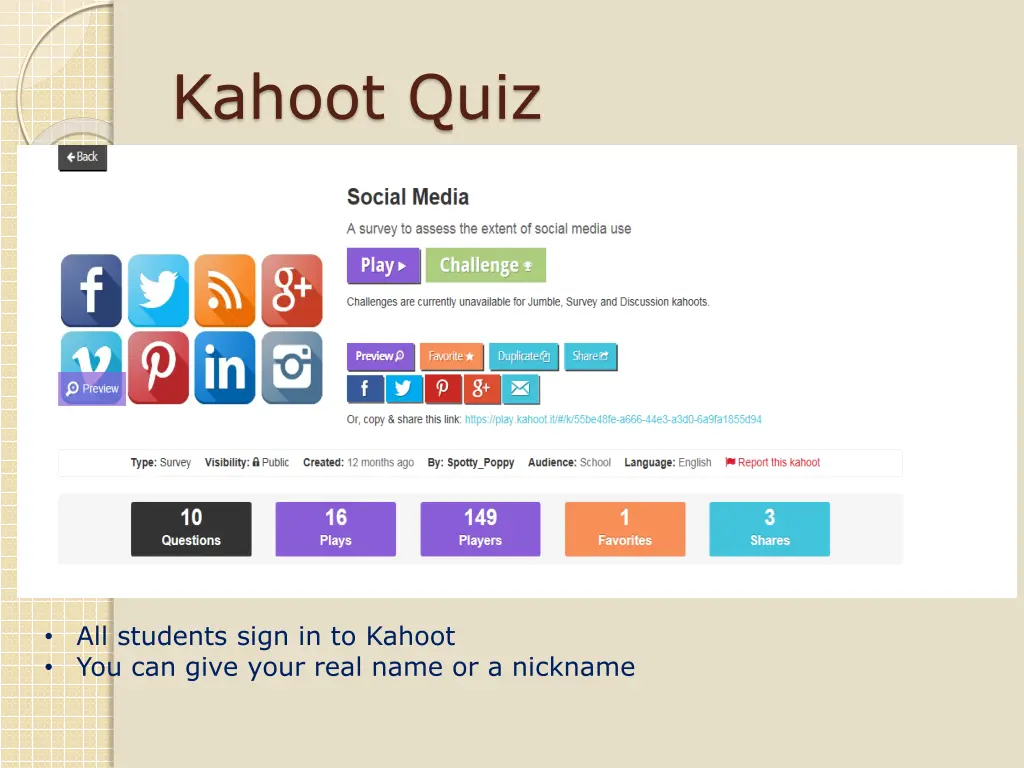 kahoot quiz