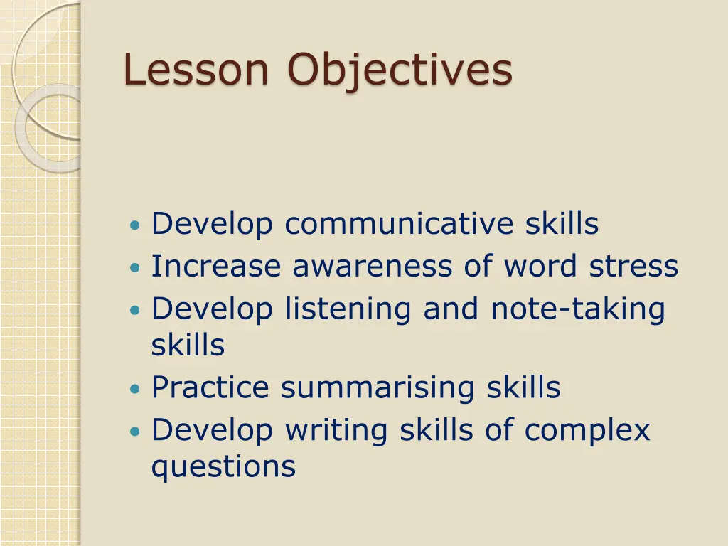 lesson objectives
