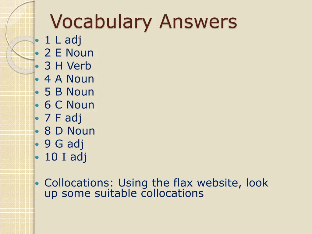 vocabulary answers