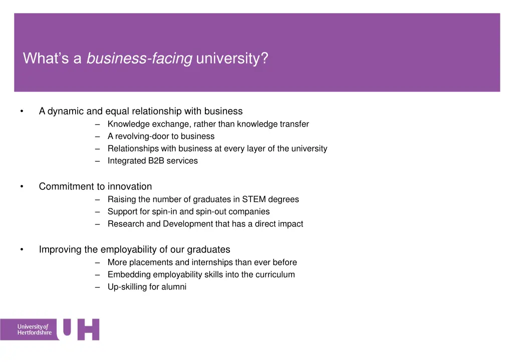 what s a business facing university