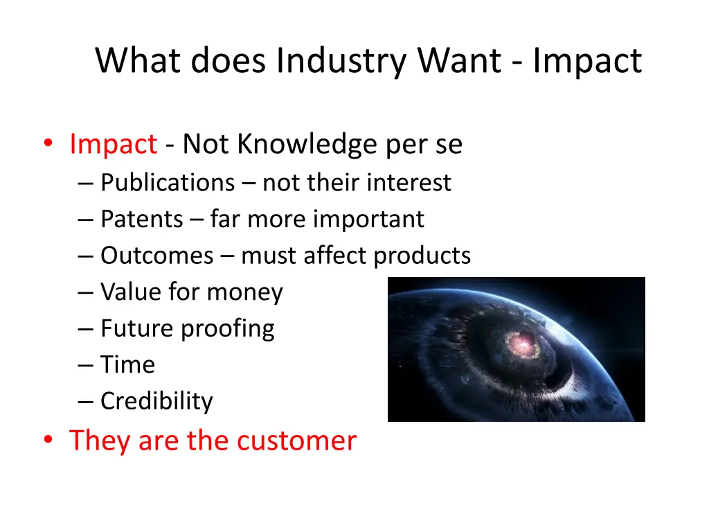 what does industry want impact