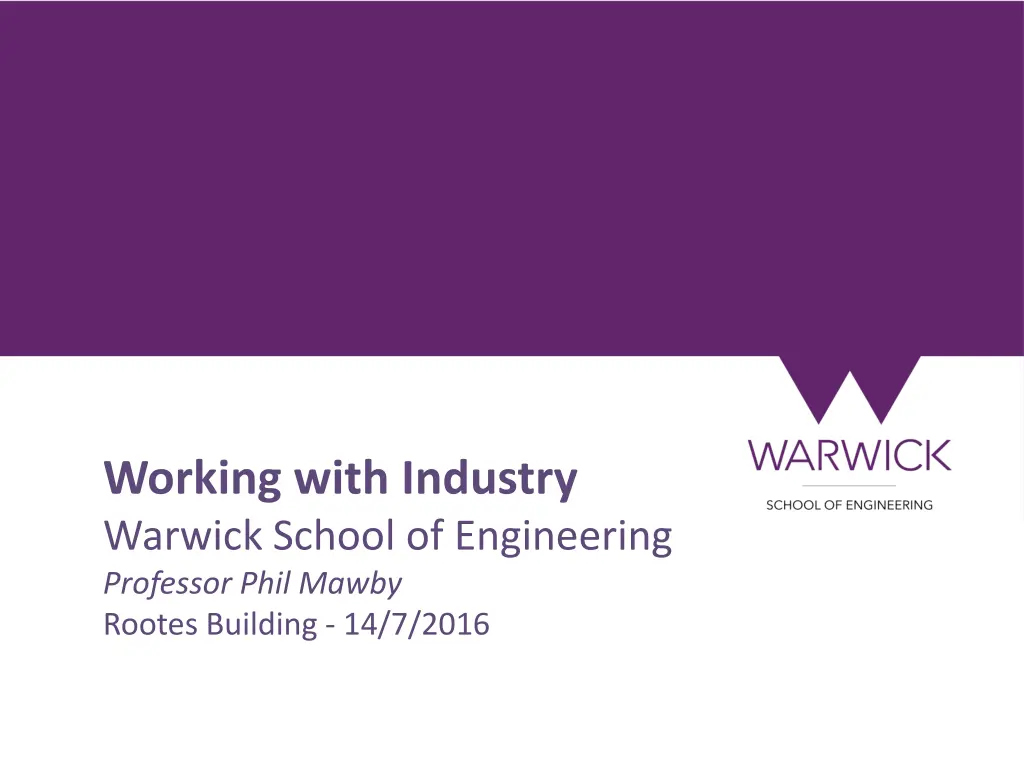 working with industry warwick school