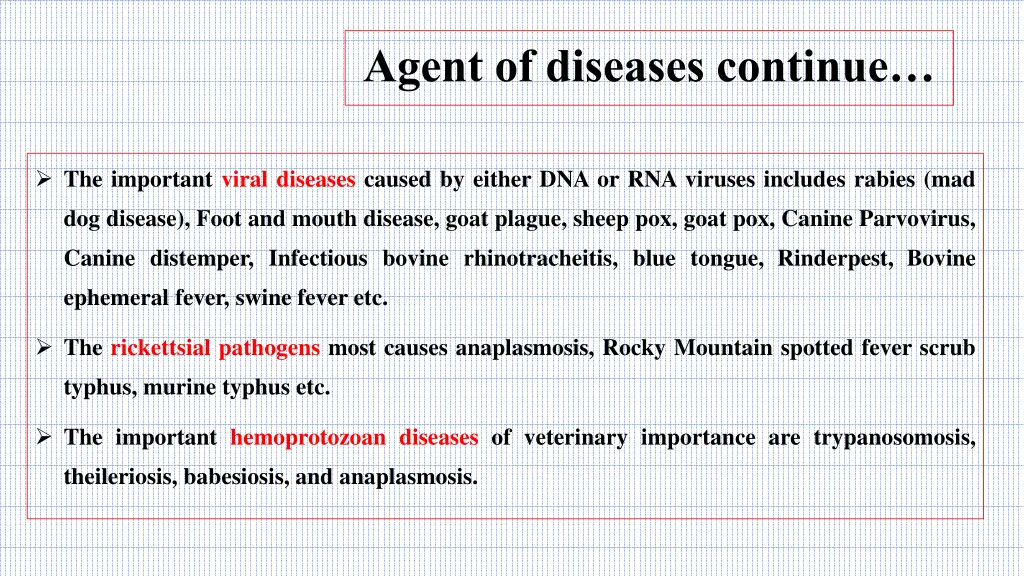 agent of diseases continue