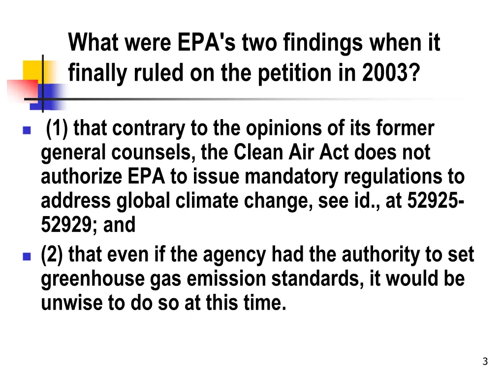 what were epa s two findings when it finally