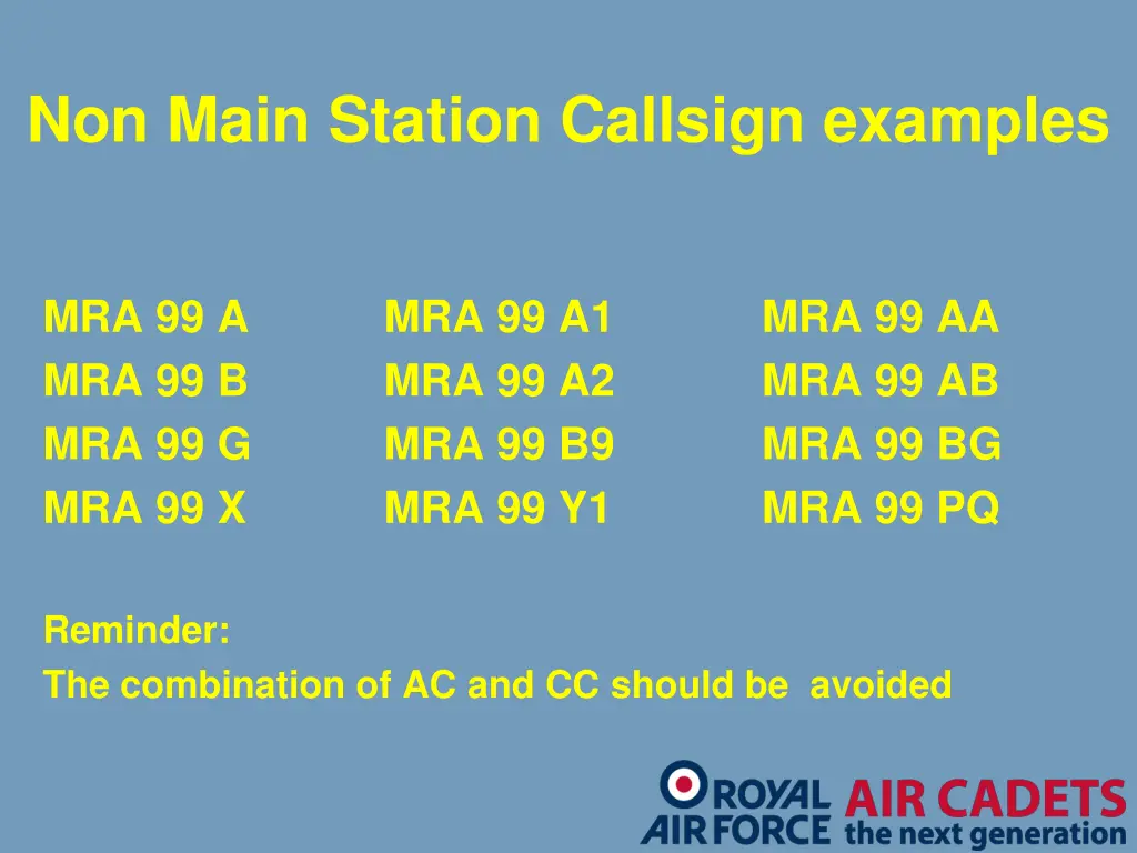 non main station callsign examples