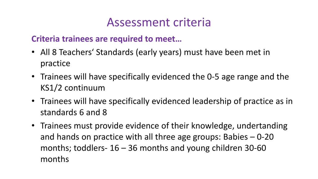 assessment criteria