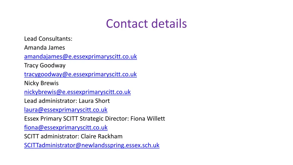 contact details