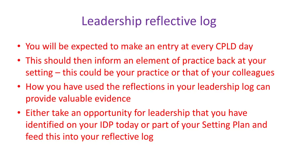 leadership reflective log