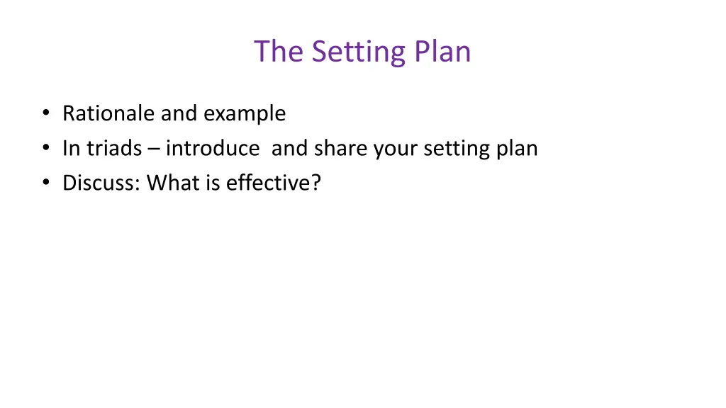 the setting plan