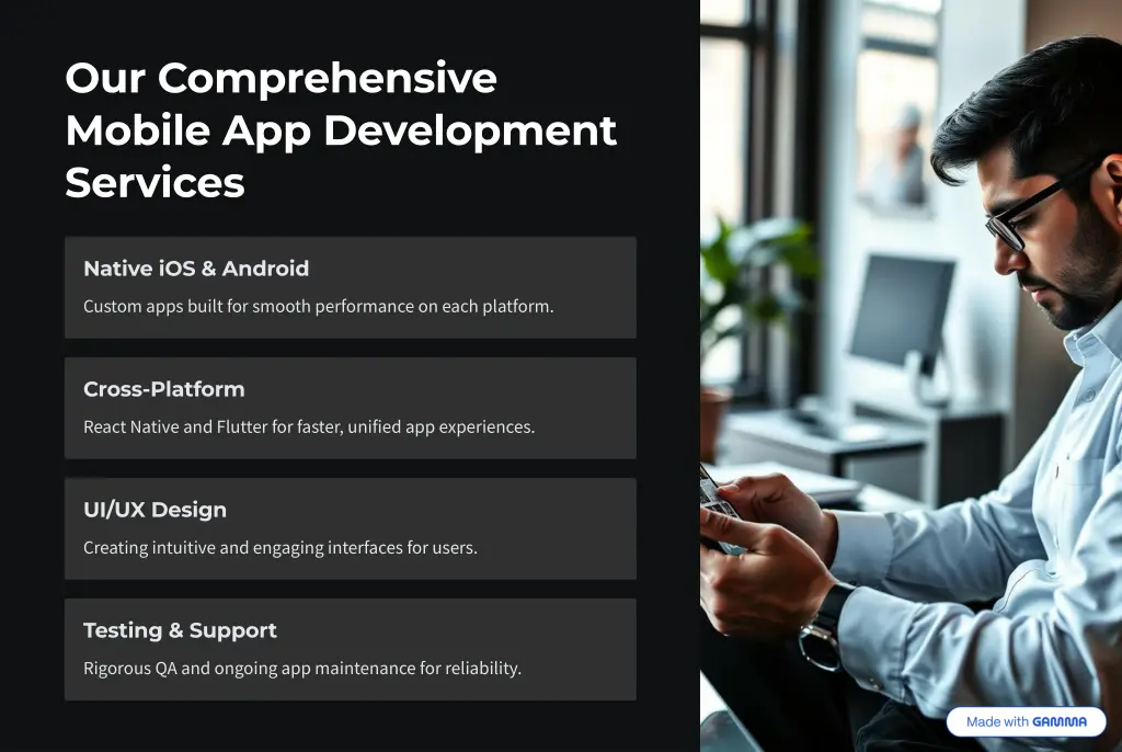 our comprehensive mobile app development services