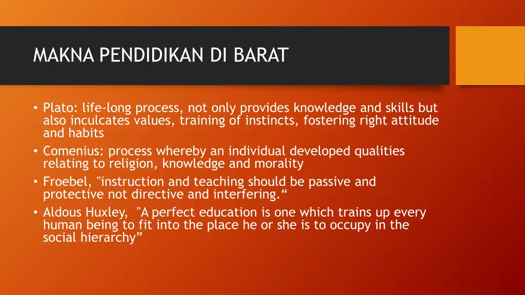 makna pendidikan di barat