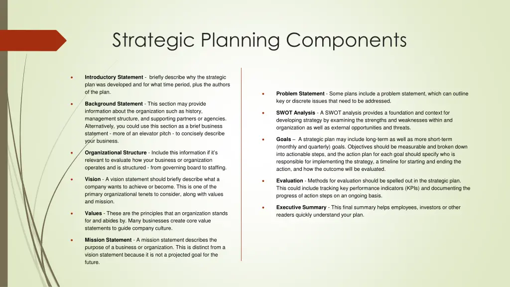 strategic planning components