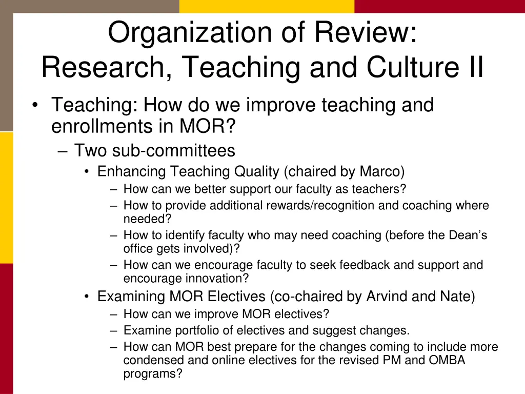 organization of review research teaching 1